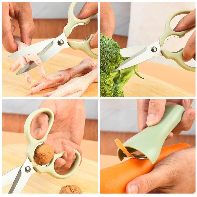Two-piece set of kitchen scissors and melon peels, stainless steel multi-functional household scissors, food scissors, kitchen scissors Application Scenario