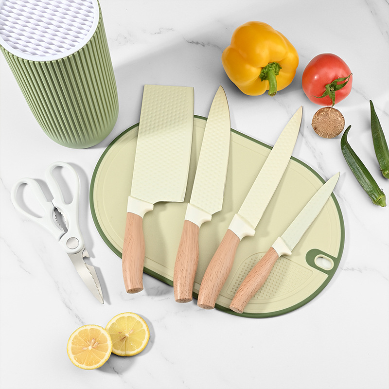 Cross-border knife set 6-piece stainless steel knife set, kitchen knife, fruit kitchen knife, cylindrical knife holder, kitchen gift knife details Picture