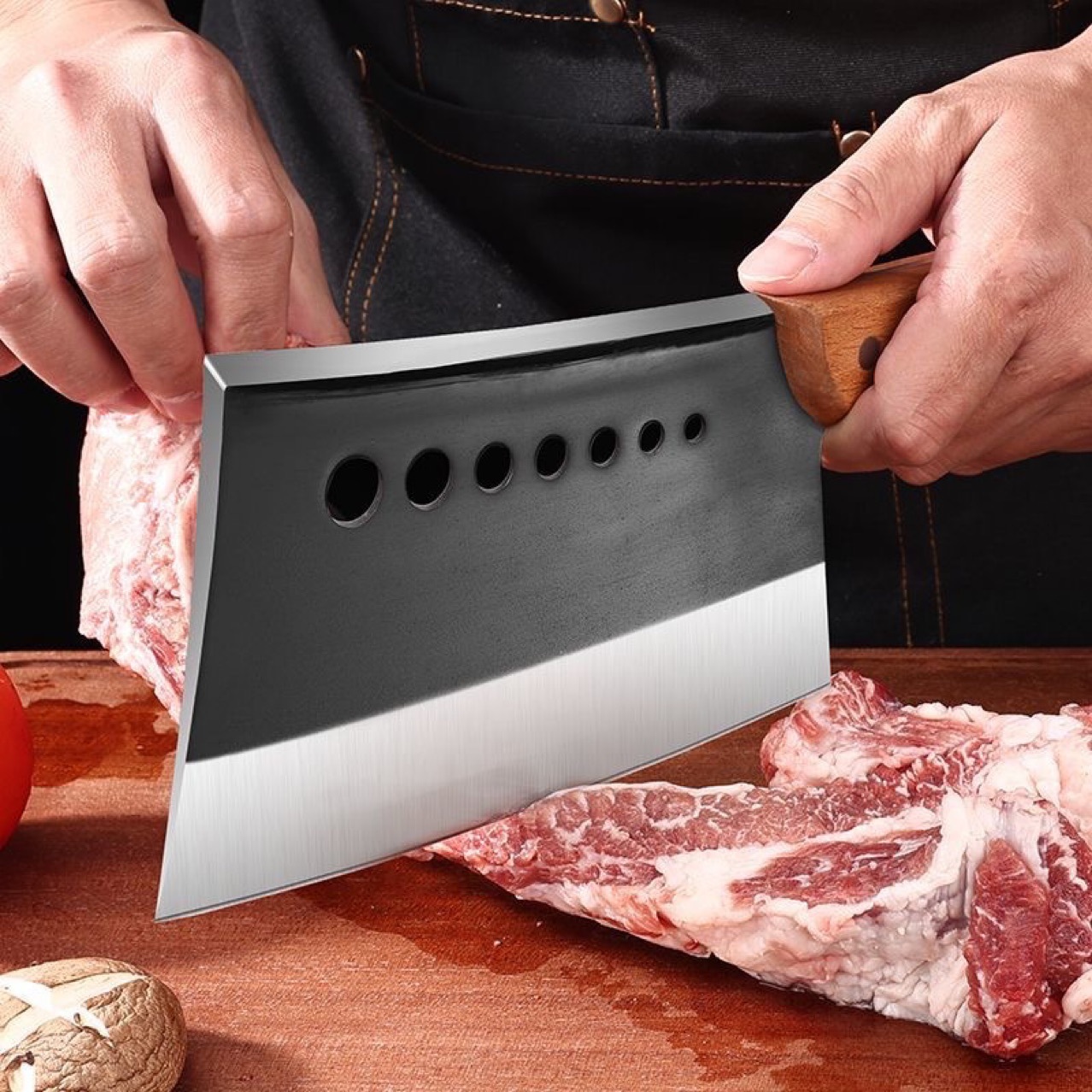 New forged kitchen knife, dual-purpose for household chopping and cutting, sharp knife, kitchen slicing and meat cutting, chef's special knife Specification drawing