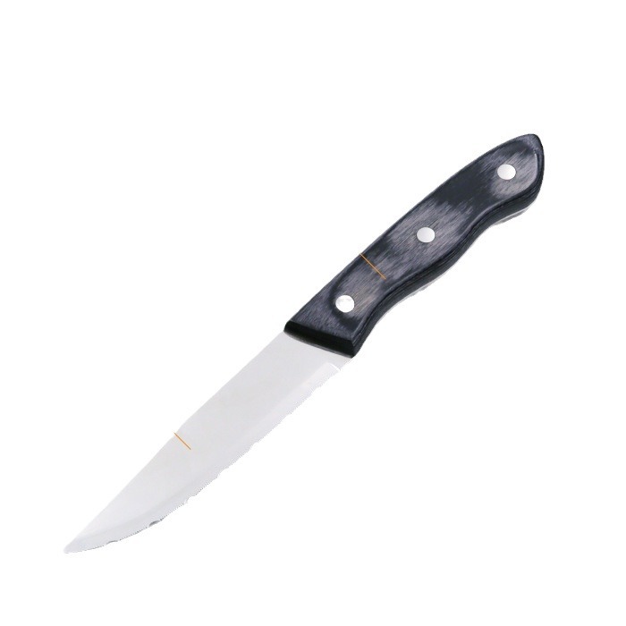 Cross-border manufacturer's in-stock wooden handle Western cuisine knives, silver-gray color wooden fine teeth steak knives, Western cuisine knives and Western cuisine tableware Item Picture