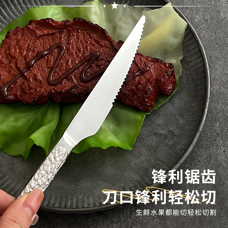 420 Steak knife, a thickened stainless steel steak and cooked food knife for home use, is a cross-border high-hardness special Western cuisine knife details Picture