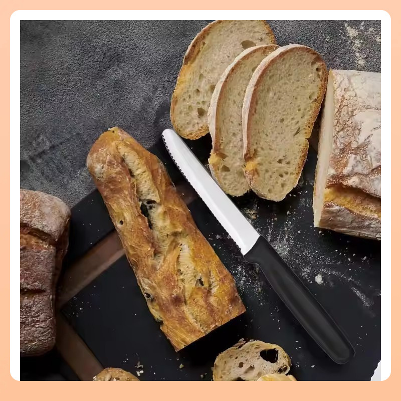 ✅ wholesale steak knife PP hanging round handle toothed Western food knife restaurant hotel steak knife bread serrated toast knife full figure