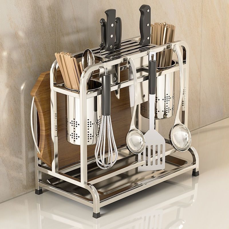 304 stainless steel kitchen knife rack, storage rack, chopping board, knives, multi-functional chopstick cage integrated storage and placement rack Specification drawing