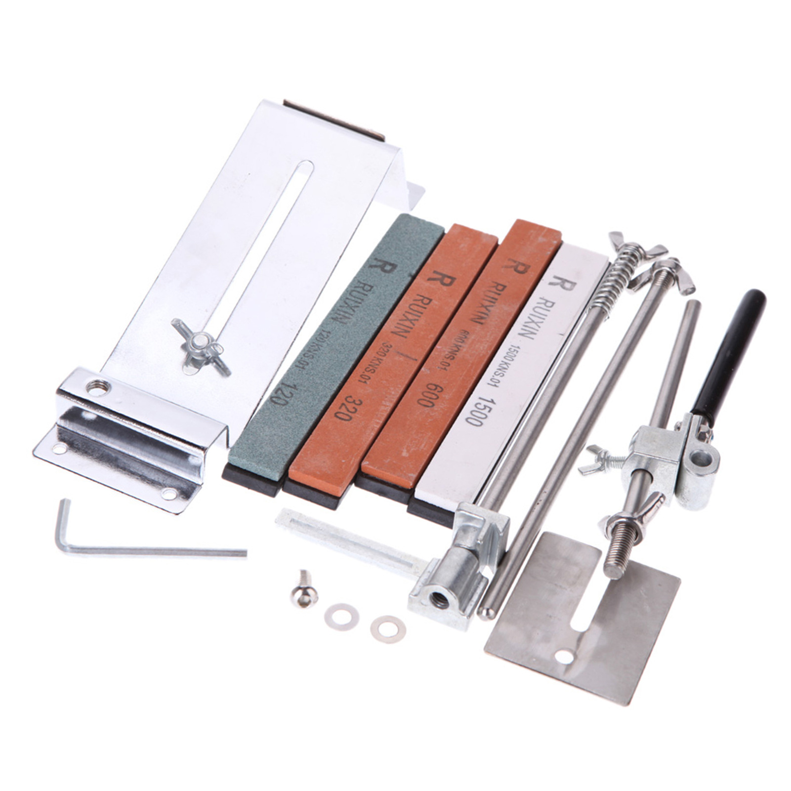 Upgraded stainless steel knife sharpener, fixed-angle knife sharpener, professional kitchen knife sharpener with 4 whetstones full figure