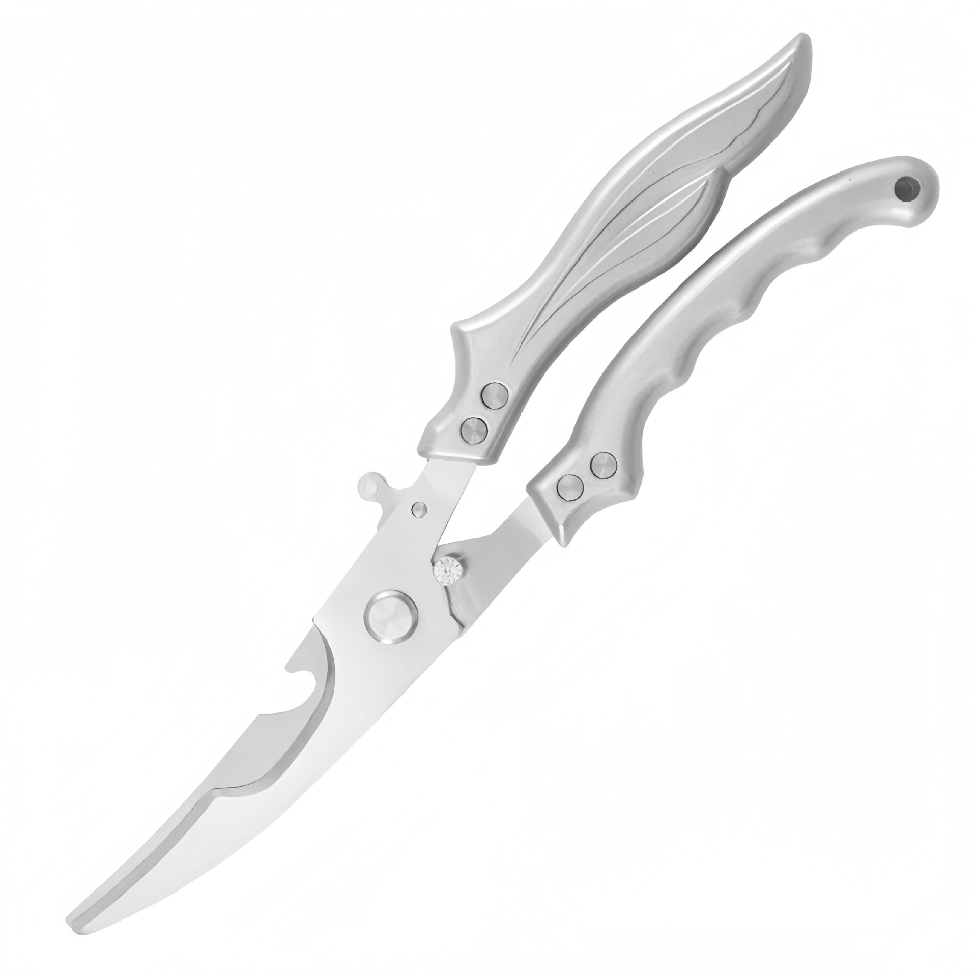 Kitchen scissors, powerful chicken bone scissors, all-steel chicken bone scissors for food, multi-functional household fish bone scissors, specially designed for killing fish and grilling meat details Picture