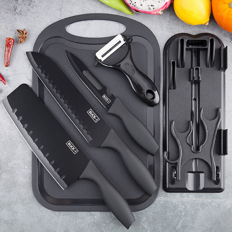 Household stainless steel knife set, seven-piece set, kitchen knives, kitchen knives, chef's knives, cutting knife set combination full figure