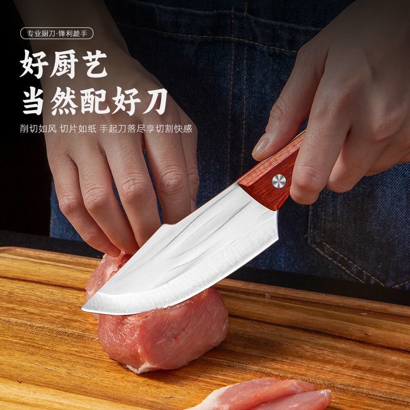 Street stall knives, popular knives, stainless steel forged boning knives, slaughter and cutting knives, meat slicing, Mongolian hand-held meat wholesale Application Scenario