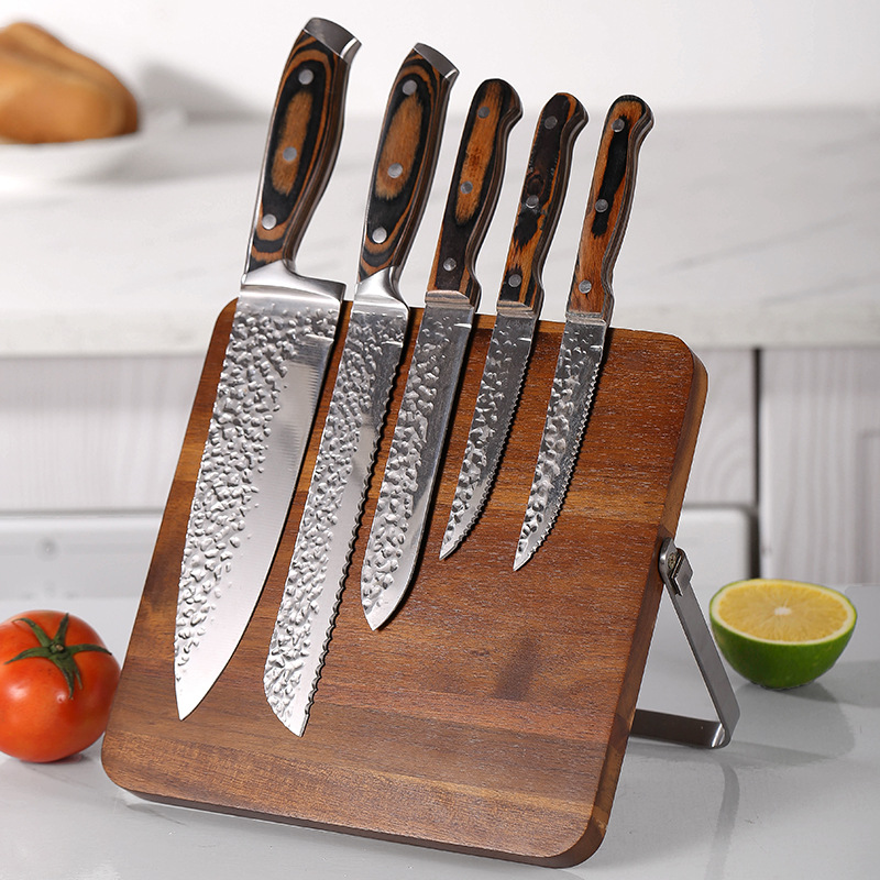 Solid wood double-sided upright magnetic knife holder kitchen knife display stand, multi-functional powerful detachable magnetic knife rack Specification drawing