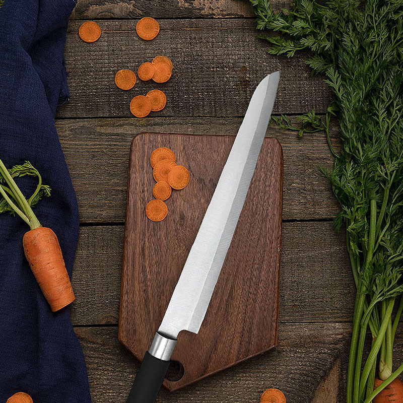 Factory PP steel ring 8-inch stainless steel kitchen knife, household cooking knife, salmon sushi knife, chef's knife, meat cutter details Picture