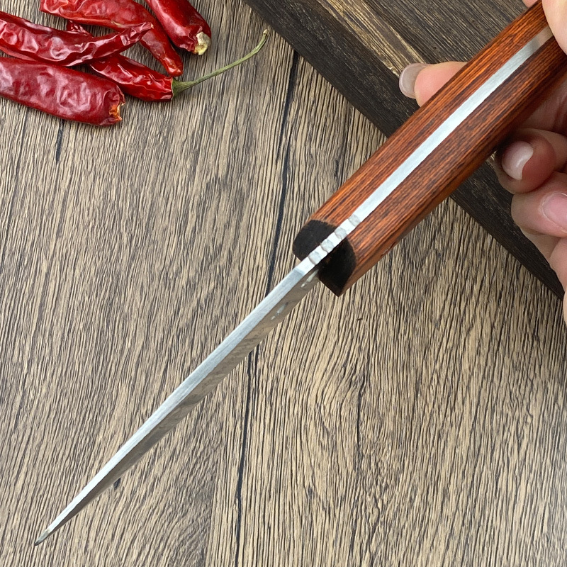 Cross-border Amazon hand-held meat knife with wooden handle, outdoor hand-pulled meat knife, barbecue and picnic meat knife, fruit peeler knife Specification drawing