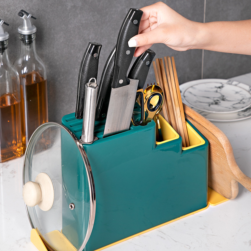 Knife rack, chopstick cage, storage rack, multi-functional countertop, knife seat, kitchen household chopping board rack, knife integrated storage rack Specification drawing