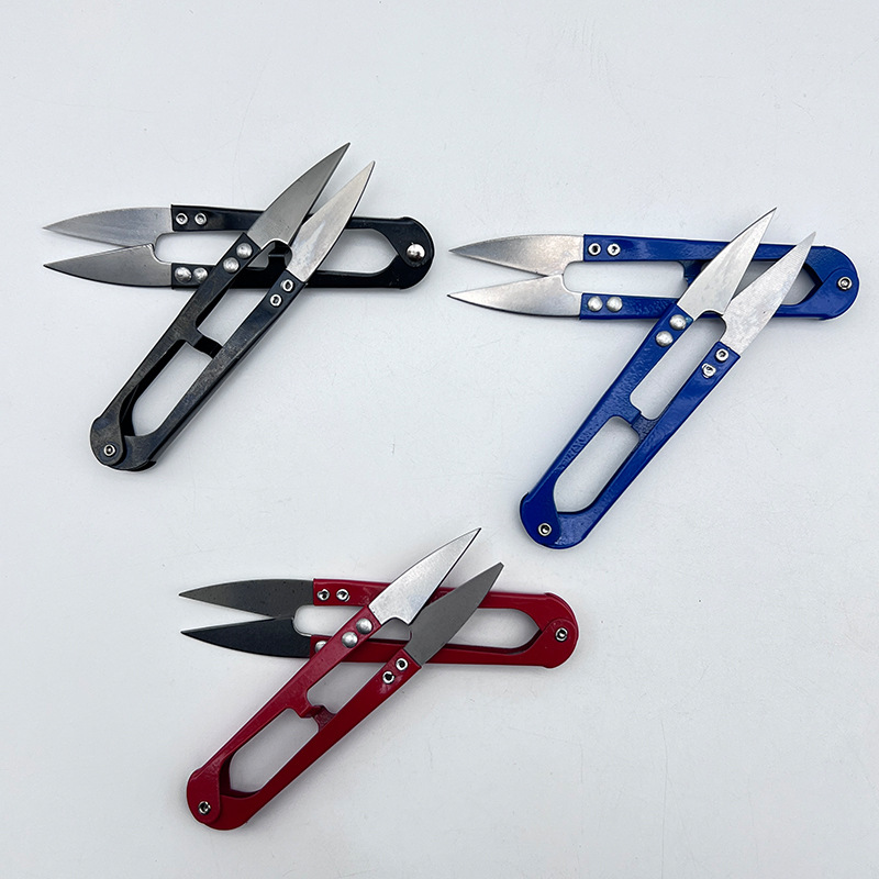 Stainless steel shears, U-shaped shears, cross-stitch trimming shears, thread end fishing line scissors, small scissors, iron scissors, embroidery and embroidery clothing details Picture