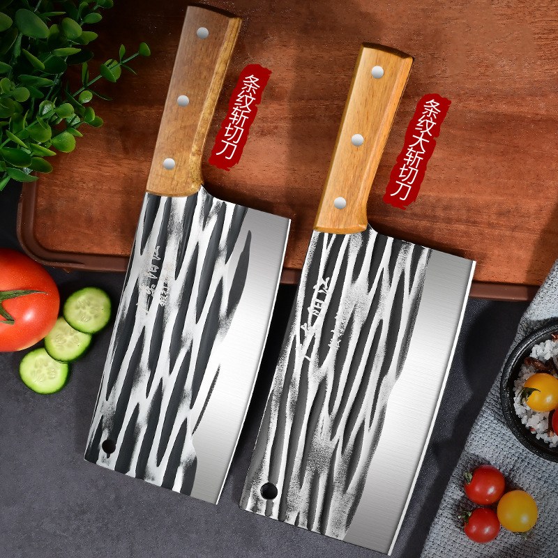 The manufacturer exclusively supplies multi-functional sharp yellow-handled kitchen knives, hammered bone cutting knives for kitchen use, and stainless steel knives Specification drawing
