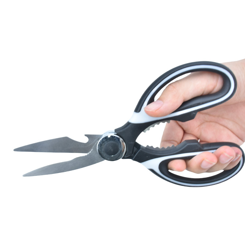 Stainless steel multi-functional kitchen scissors, special kitchen scissors for chicken and duck bones, barbecue, powerful chicken bone scissors wholesale Specification drawing