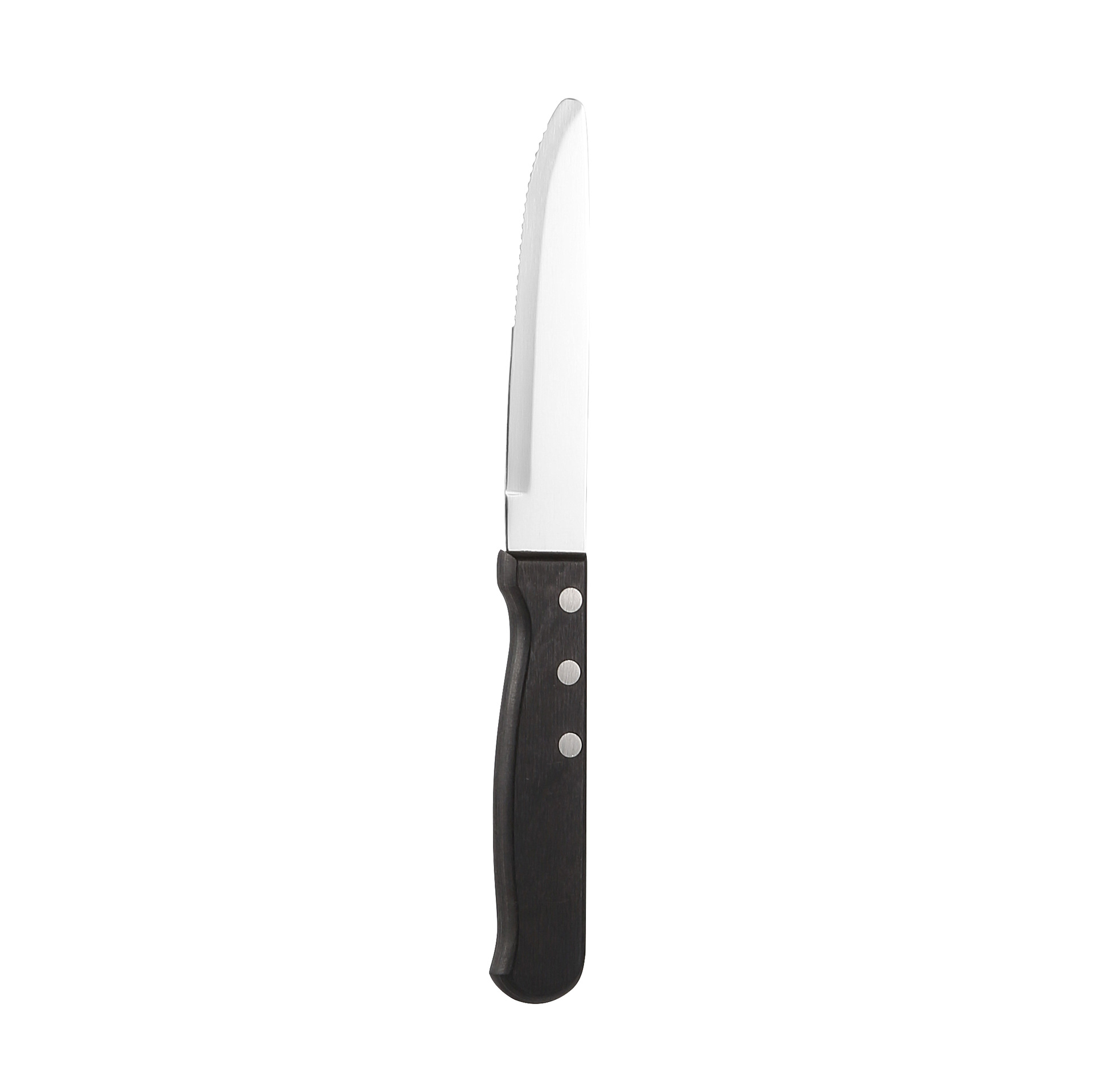 In stock: Cross-border semi-serrated large steak knife for cakes, Western-style black color wooden handle steak knife Item Picture