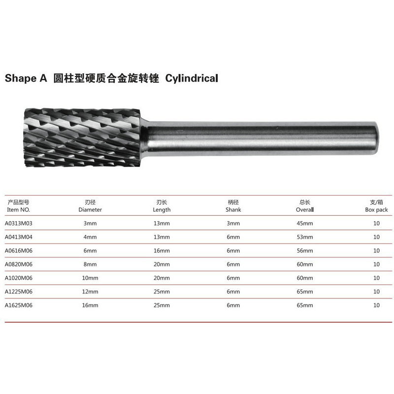The manufacturer supplies hard alloy rotary files, tungsten steel grinding heads, alloy grinding heads wholesale A type A1020M06 details Picture