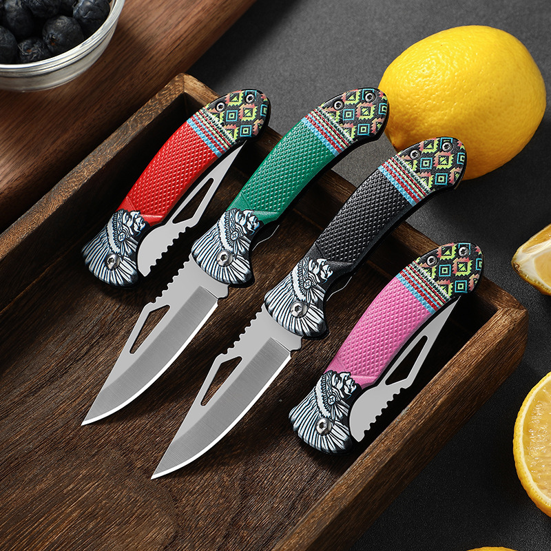 Cross-border outdoor mini folding knife, unboxing knife, portable outdoor self-defense knife, household stainless steel fruit knife details Picture