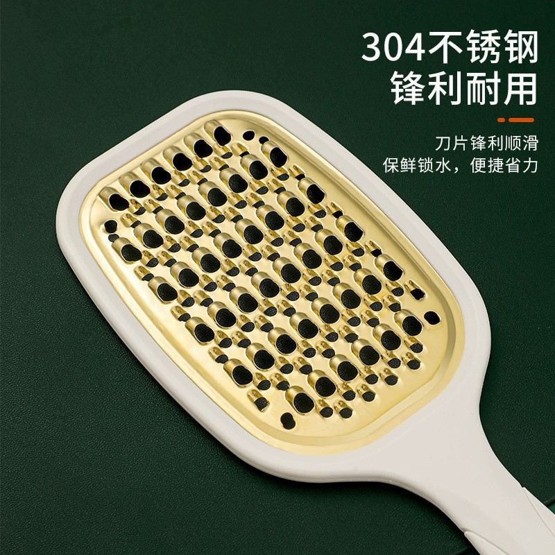 Stainless steel kitchen vegetable grater, multi-functional grater, double-sided potato and radish slicer, and shaver Specification drawing