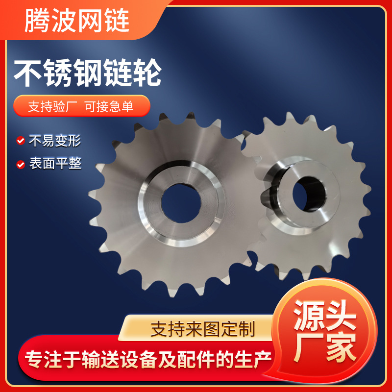 304 stainless steel transmission sprocket non-standard customized single and double row industrial gear double pitch conveyor mechanical sprocket details Picture
