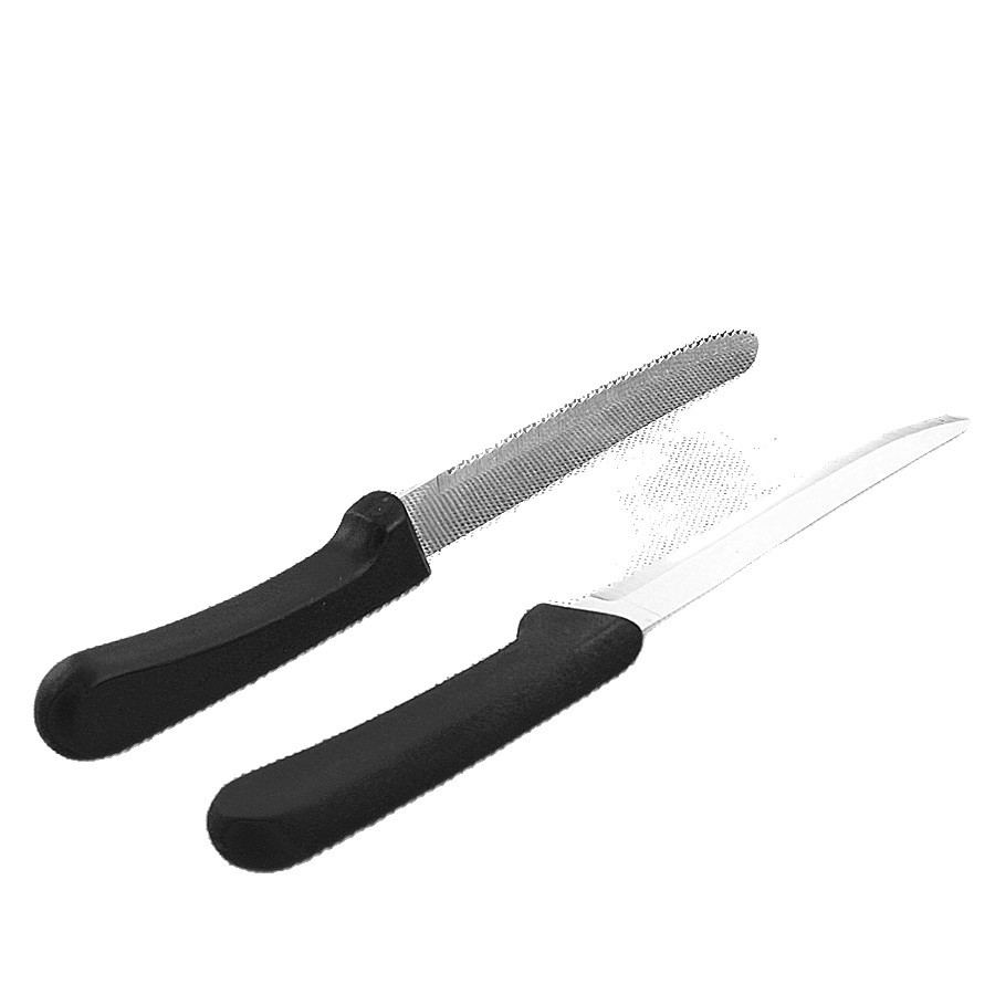 Black PP handle steak knife, black plastic handle steak knife, fine serrated steak knife, Amazon Item Picture