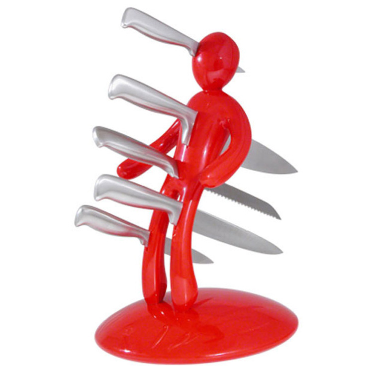 Wholesale creative human-shaped knife sets, multi-functional stainless steel knife holder sets, knife seat logos for kitchen use details Picture