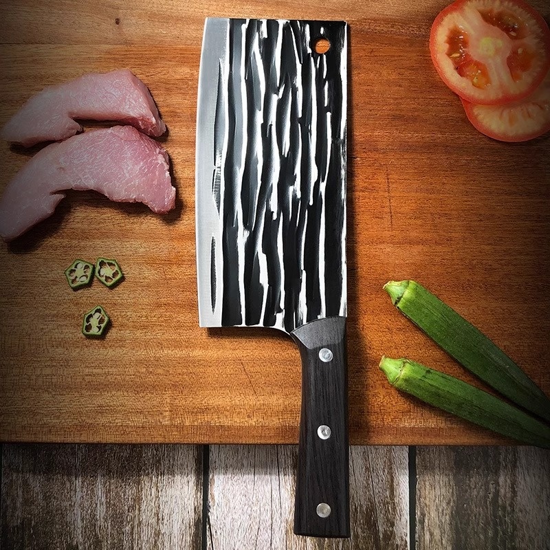 Household sharp forged kitchen knives, internet-famous knives, high-carbon steel hand-hammered cutting knives, meat slicing knives, running around the world Application Scenario