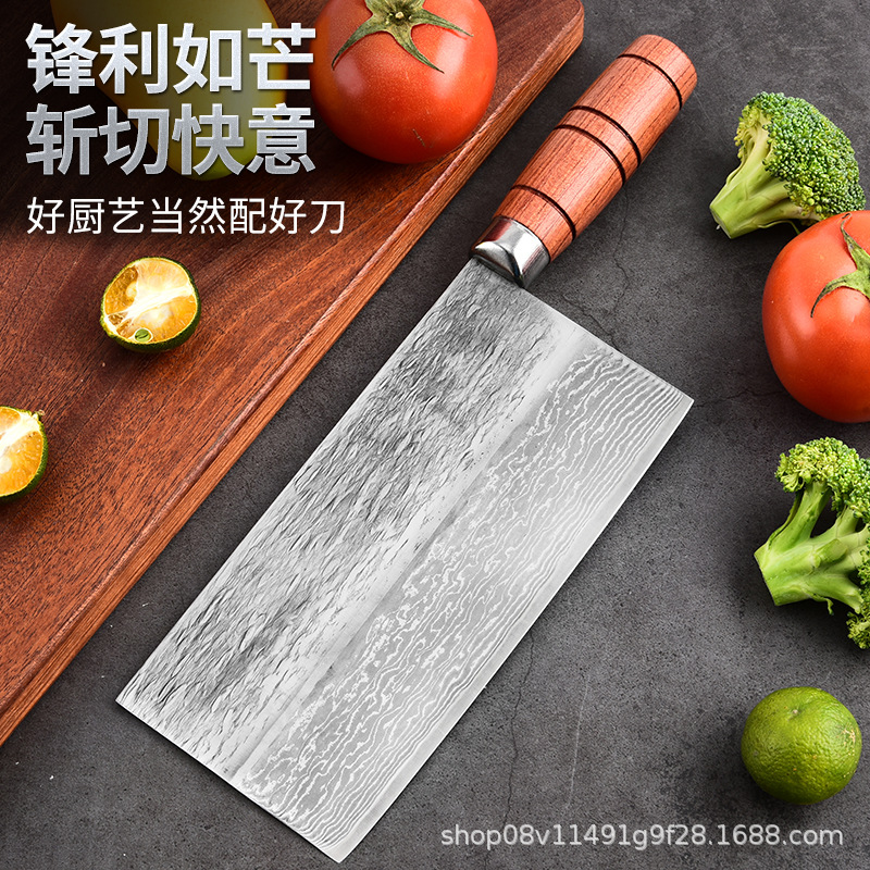 Handcrafted Damascus steel kitchen knives from the source factory, sharp slicing knives, chef's household meat slicing knives, wholesale in stock details Picture
