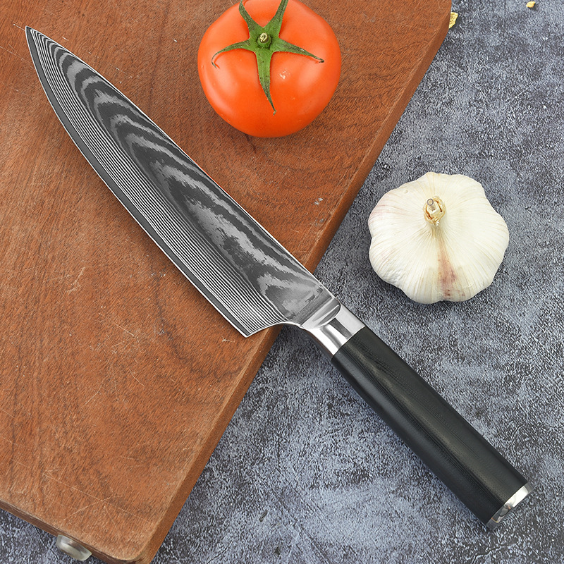 Cross-border Damascus pattern knife, stainless steel knife, chef's knife, household meat slicer, chef's cooking knife, fruit knife details Picture