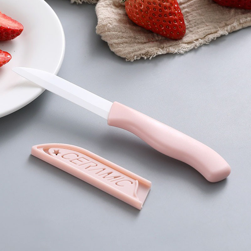 Customized logo fruit knife in Nordic style, multi-color ceramic, short household custom QR code promotional small gift details Picture