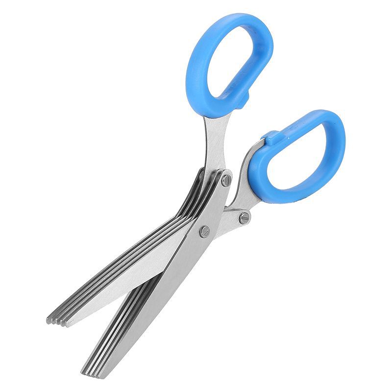 Five-layer scallion scissors, slanted stainless steel scallion scissors, shredded paper scissors, seaweed food scissors, household kitchen multi-layer scissors Item Picture