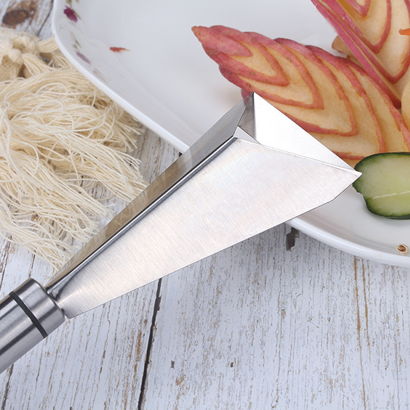 A3159 Triangular Fruit Carving Knife, household stainless steel apple push knife, chef's fruit platter tool, food carving Specification drawing