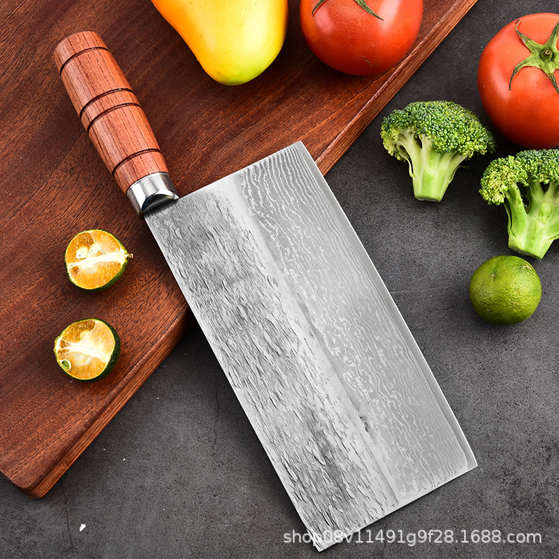 Handcrafted Damascus steel kitchen knives from the source factory, sharp slicing knives, chef's household meat slicing knives, wholesale in stock Application Scenario