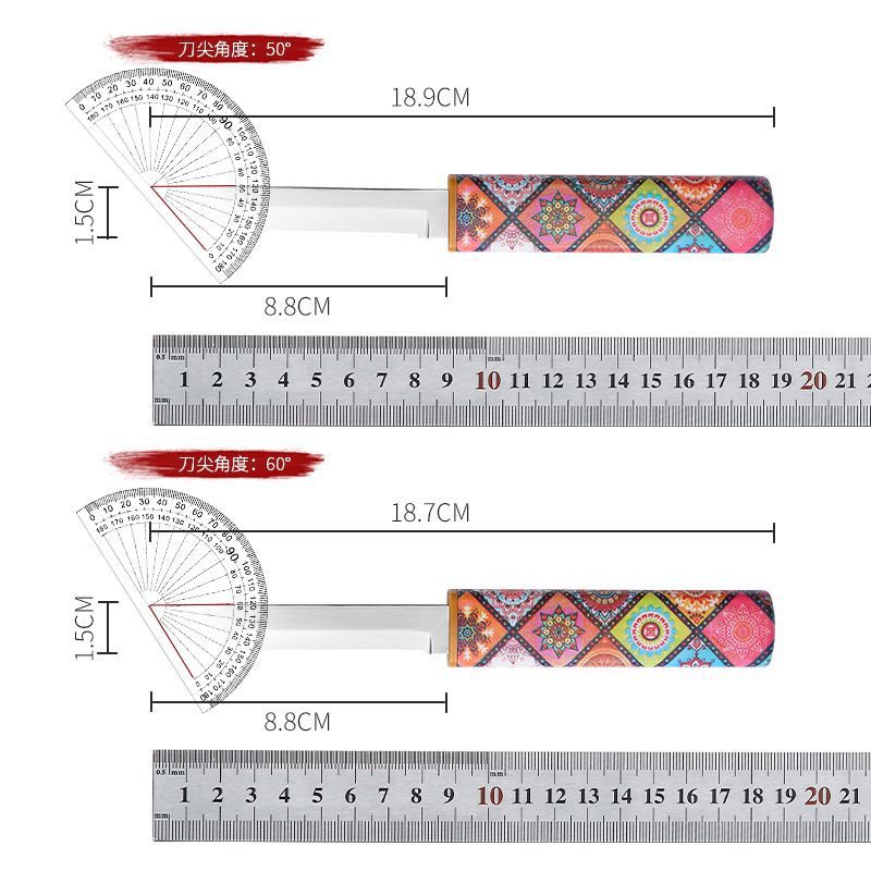The colorful dragon and phoenix Double knife comes with a two-in-one multi-functional household fruit knife, apple peeler and ethnic-style printed knife Item Picture