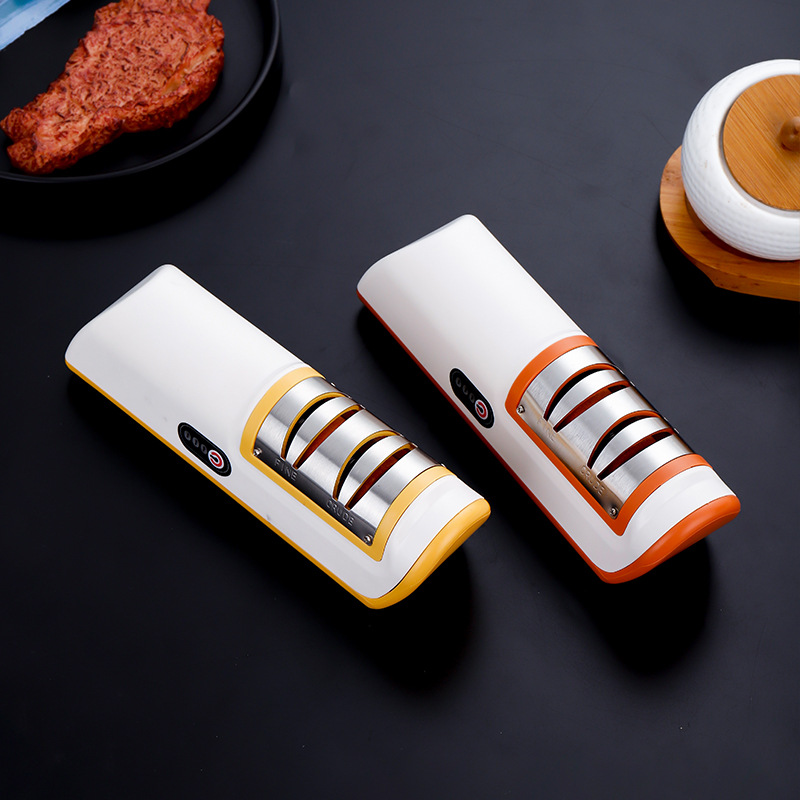 Electric knife sharpener, kitchen small tool, multi-functional wonder, whetstone, household fast, small and fully automatic knife sharpener Application Scenario