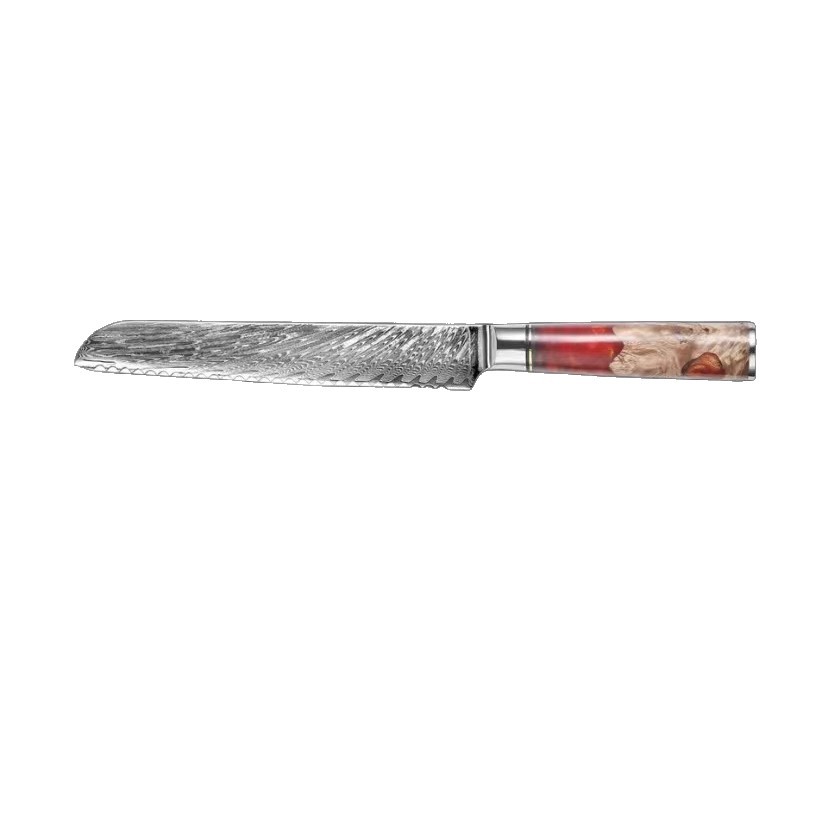 Damascus 8-piece kitchen knife VG10 67-layer carbon steel Japanese chef knife set with red resin handle Item Picture