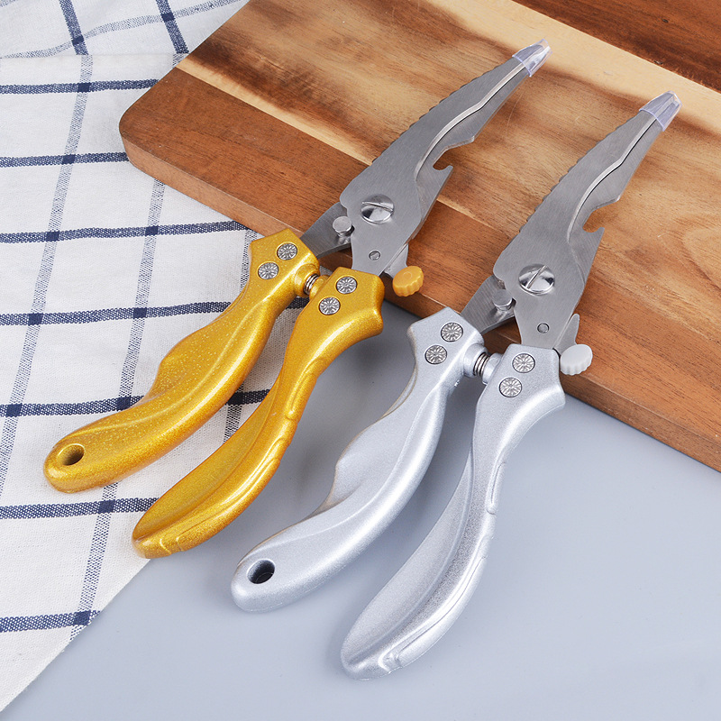 In-stock powerful chicken bone scissors, stainless steel bone-removing scissors, all-steel aluminum handle scissors, kitchen scissors, multi-purpose household food scissors details Picture