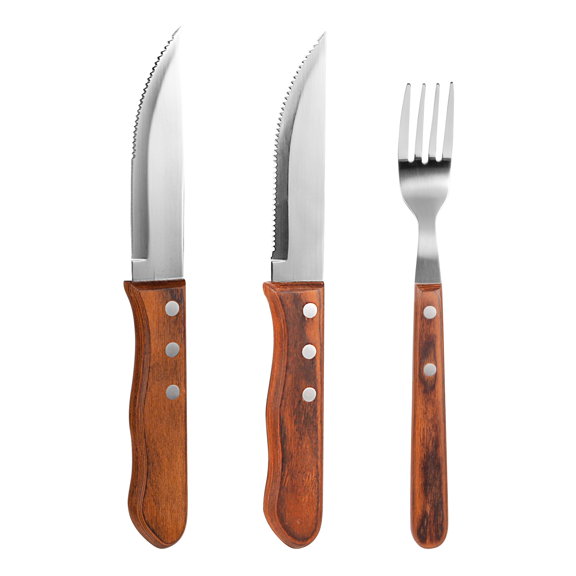 304 stainless steel knife and fork, Brazilian brown color, wooden handle steak knife, rosewood Western cuisine knife, thickened steak knife, cross-border Item Picture