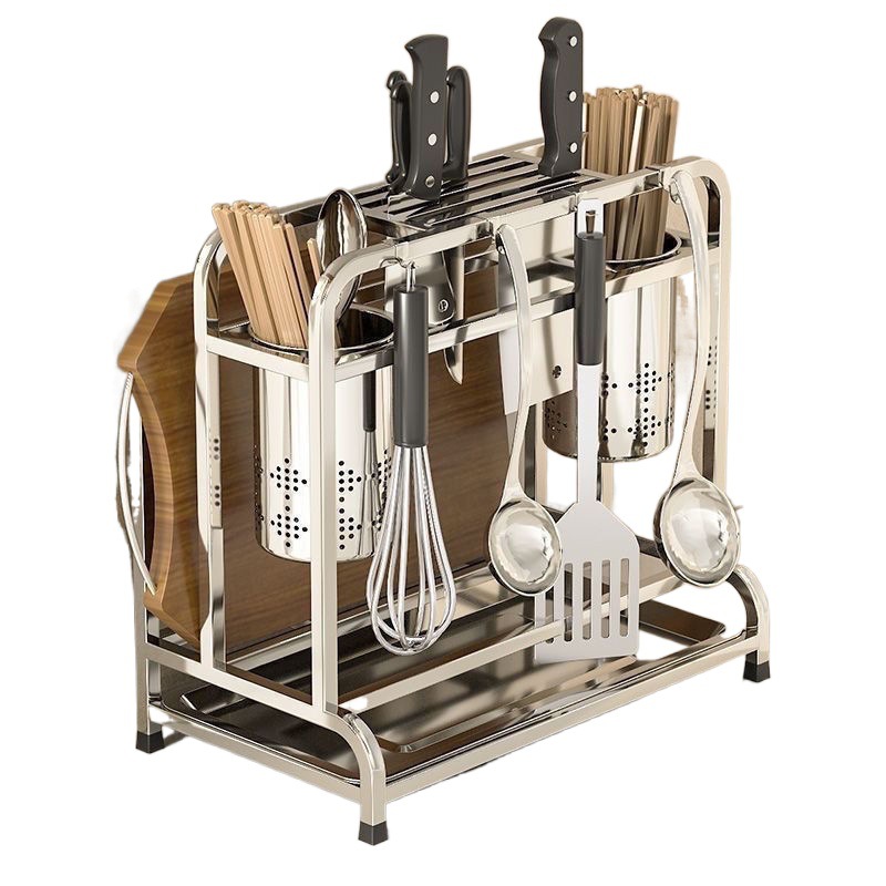 304 stainless steel knife rack, cutting board rack, integrated chopstick holder, knife seat, storage rack, kitchen storage rack, multi-functional Item Picture