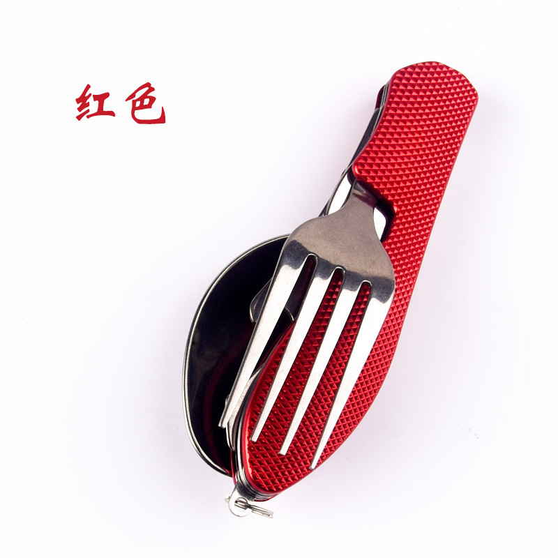 Source factory multi-purpose tool three-in-one picnic knife, fork and spoon set, multi-functional folding travel meal knife that can be folded undefined