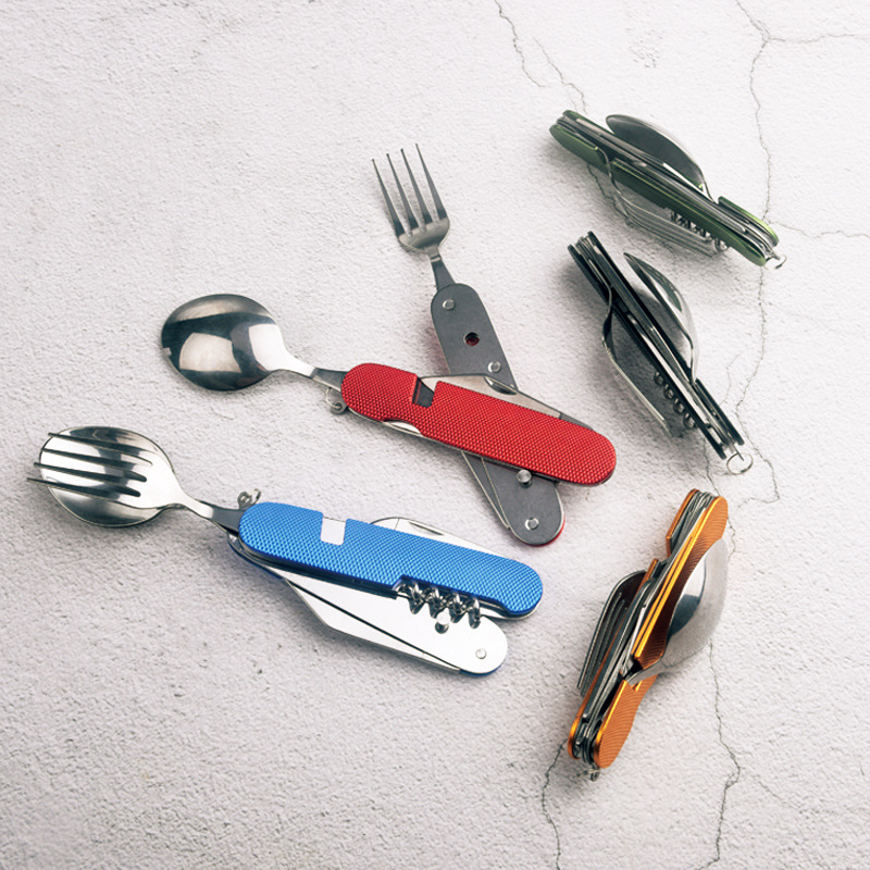 Multi-functional knife, detachable six-opening knife, fork, spoon, folding knife, fork set, folding knife, multi-functional knife Item Picture
