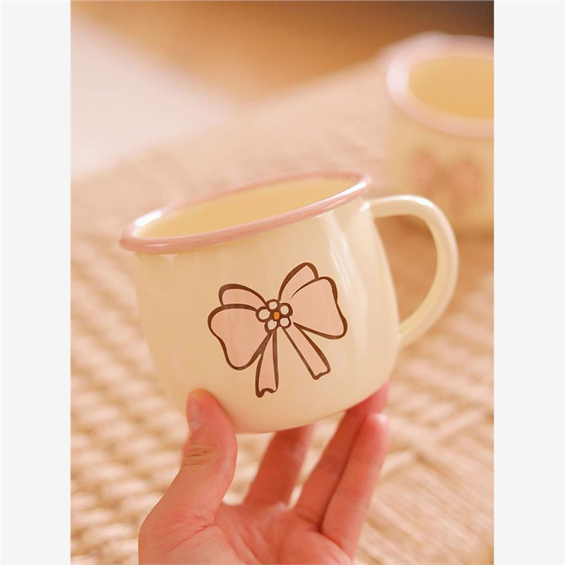 Old Mai [Homemade Beautiful Cups] Cream enamel water cups, mugs, coffee cups, milk cups, breakfast cups full figure