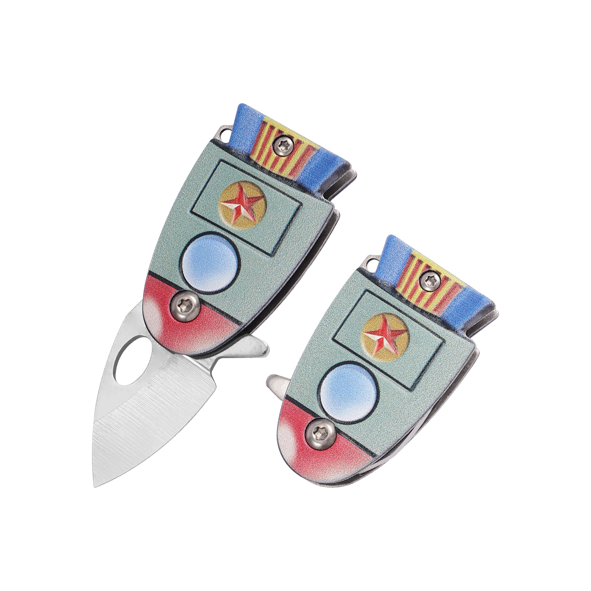 Mini outdoor portable folding knife, small fish-shaped EDC folding knife, key knife, camping mini fruit peeler Item Picture