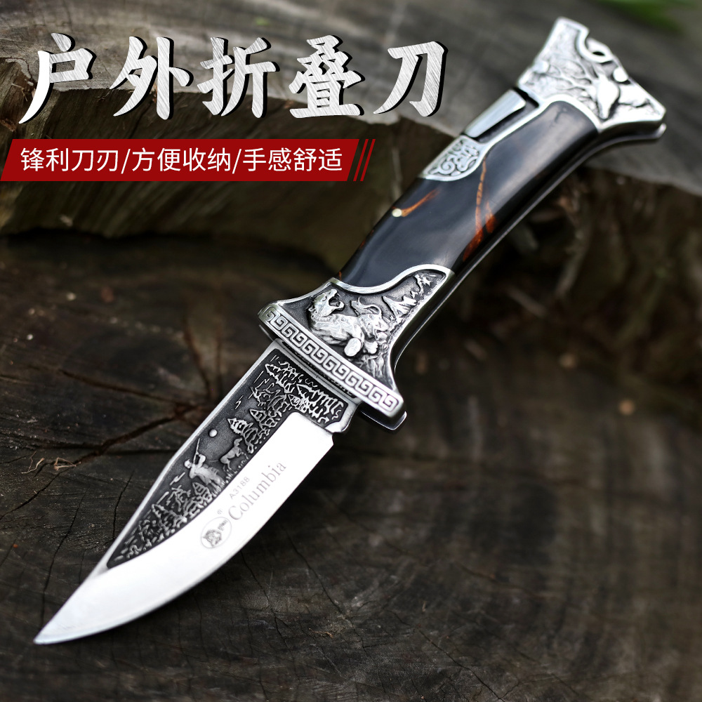 Stainless steel outdoor folding knife full figure