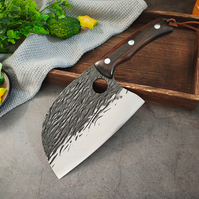 Cross-border household hand-forged ladies' small kitchen knife, meat slicing knife, traditional stainless steel chopping knife, chopping dual-purpose knife full figure