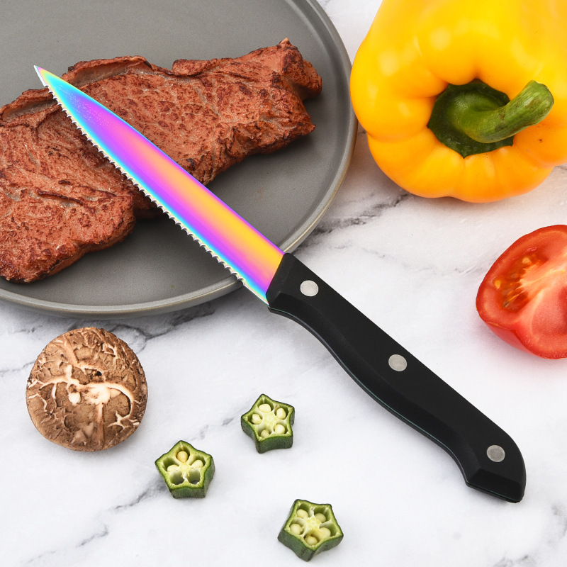 Factory wholesale kitchen knives, stainless steel steak knives, Western tableware, stainless steel steak knives, serrated knives, steak knives Application Scenario