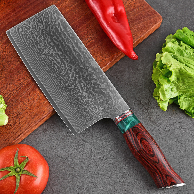 Damascus steel meat slicing knives for household use, sharp and non-abrasive, ladies' meat slicing knives, hand-forged chef's slicing knives wholesale full figure