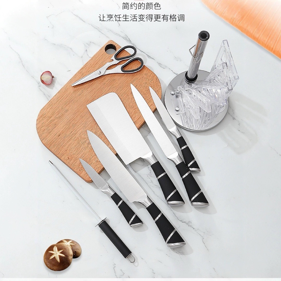All-steel 8-piece kitchen knife set, all-stainless steel 8-piece knife set, Yangjiang kitchen bone-cutting knife and meat slicing knife in stock details Picture