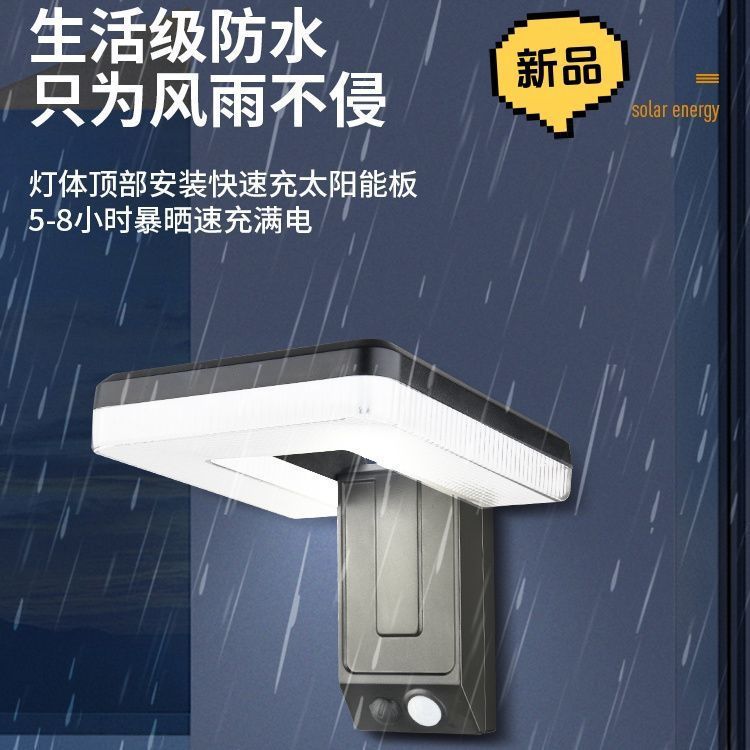 Cross-border outdoor solar waterproof wall lamps, simple community courtyard corridor human body sensor lights, balcony landscape lights full figure