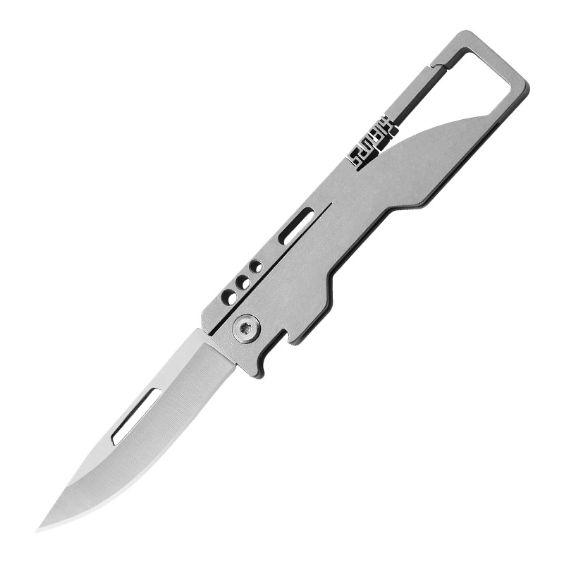 Multi-functional titanium alloy mini knife keychain with bottle opener, high-hardness folding knife, sharp edge for opening boxes and unpacking express packages Item Picture