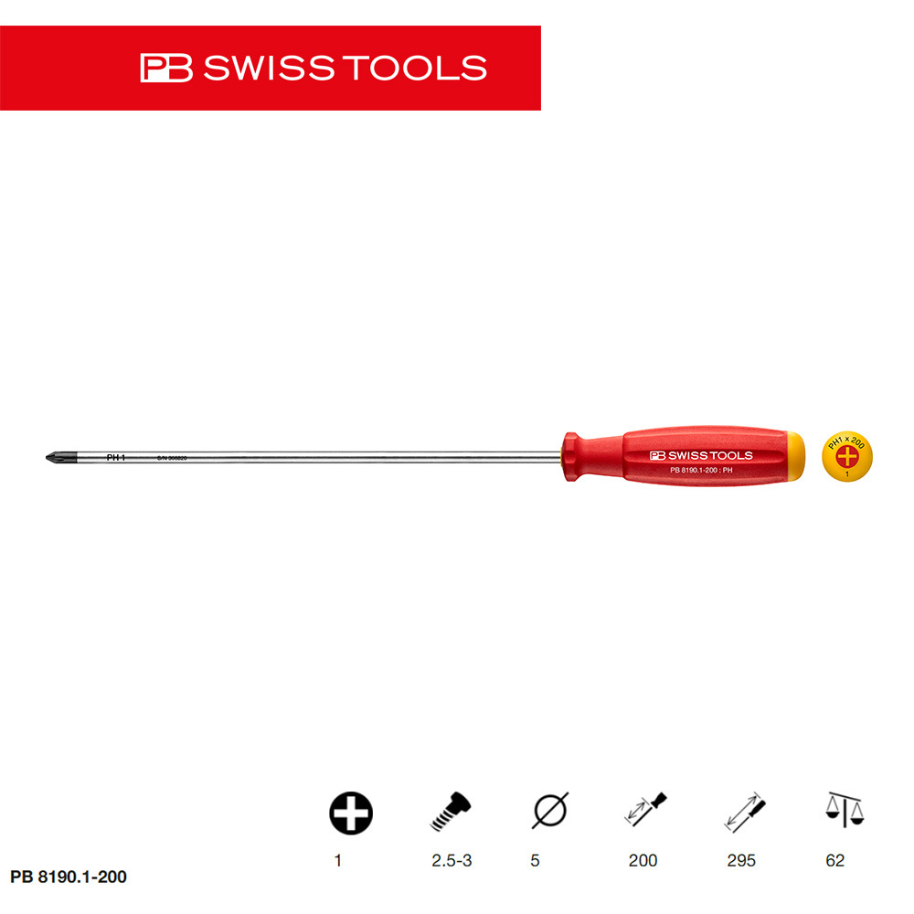 Swiss PB imported cross-shaped screwdriver 8190/2.S/3, a two-component powerful screwdriver specially designed for technological assembly undefined